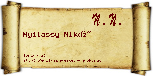 Nyilassy Niké névjegykártya